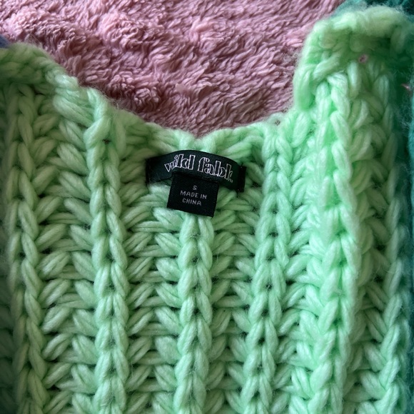 Wild Fable pastel green and blue knitted color block cardigan SIZE SMALL - Picture 3 of 6